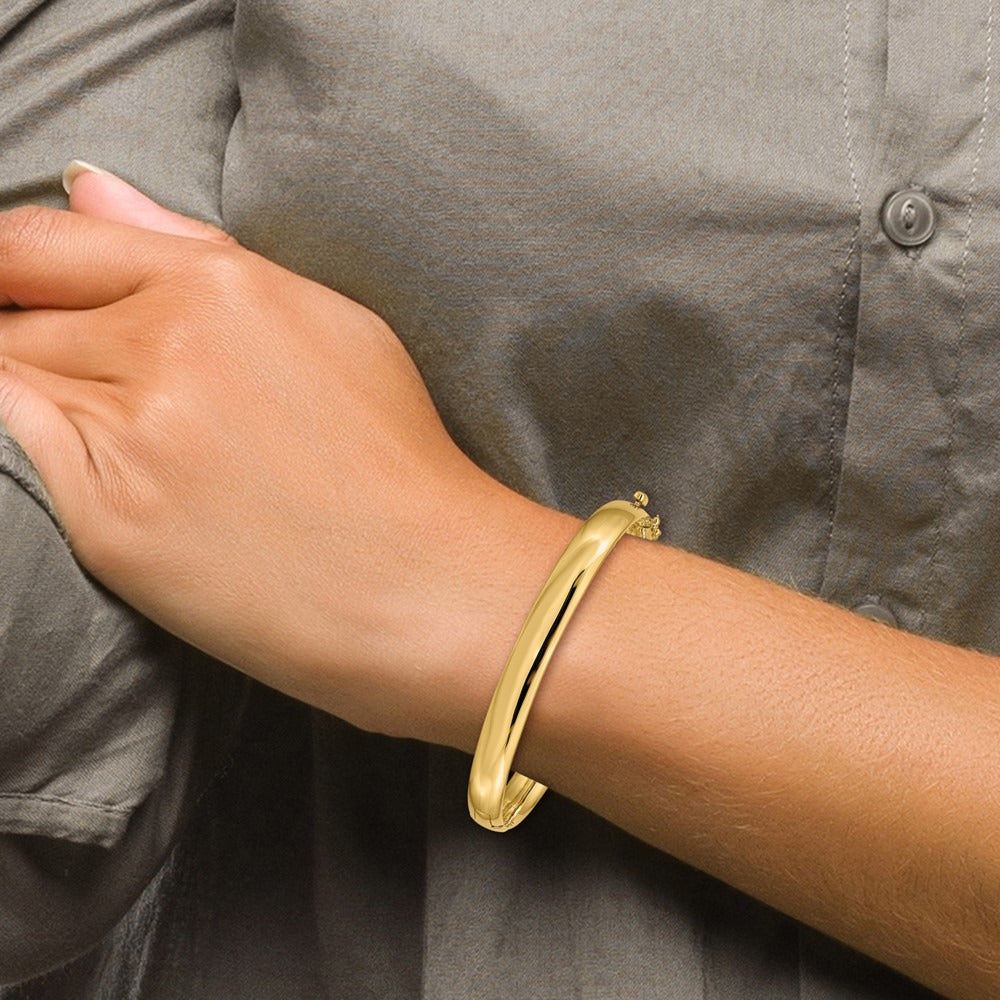 Polished Solid Hinged Bangle — 6.4mm