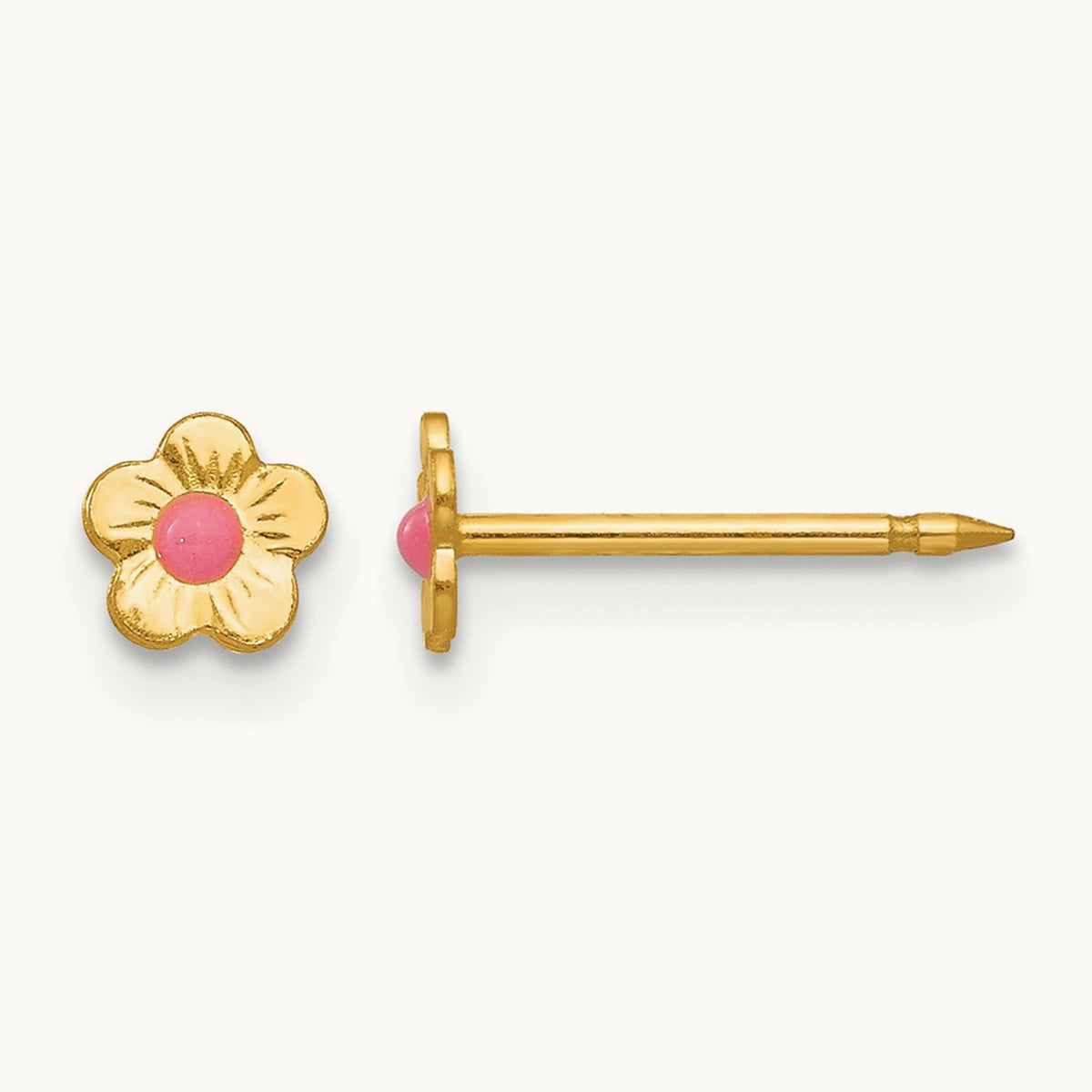 Inverness 14k Epoxy Fill Pink Mini Flower Earrings