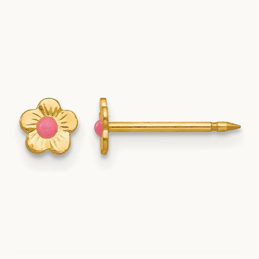 Inverness 14k Epoxy Fill Pink Mini Flower Earrings