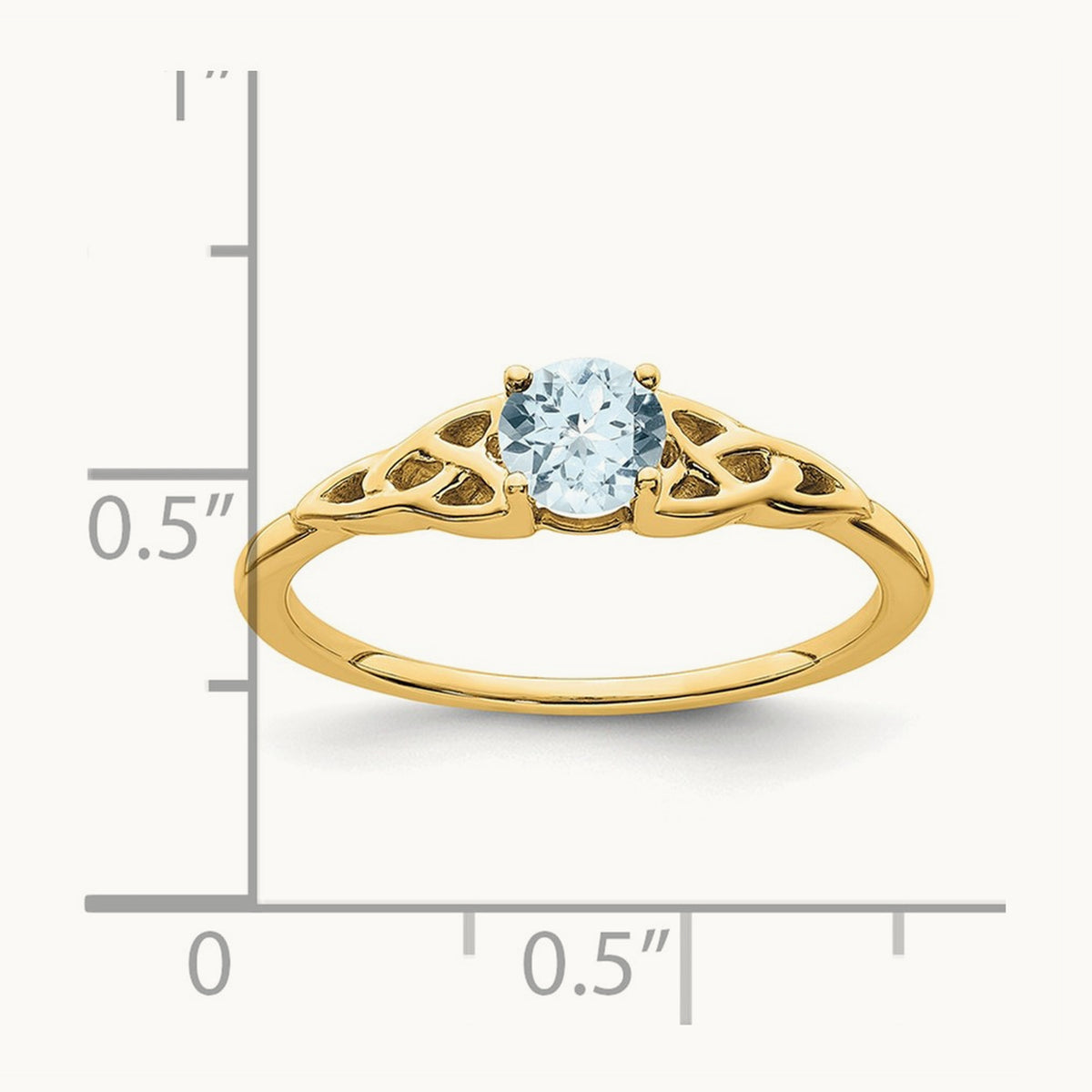 Aquamarine Celtic Knot Ring — 14K Yellow Gold, 7