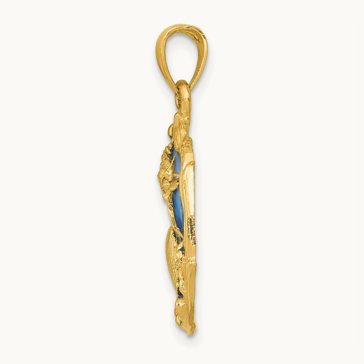 Blue Enameled Shell Cluster Pendant, 14K