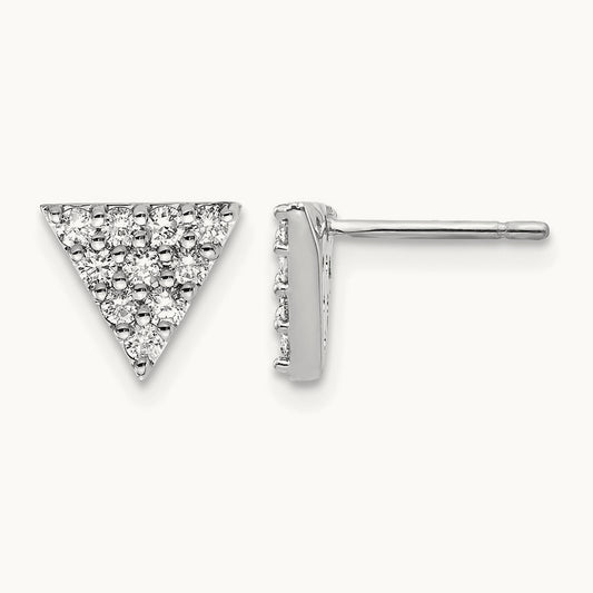 Diamond Triangle Earrings, 14K White Gold