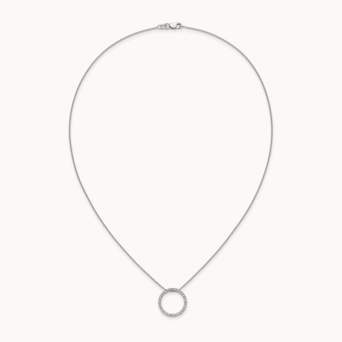 Diamond Circle 18 inch Necklace, 14K White Gold