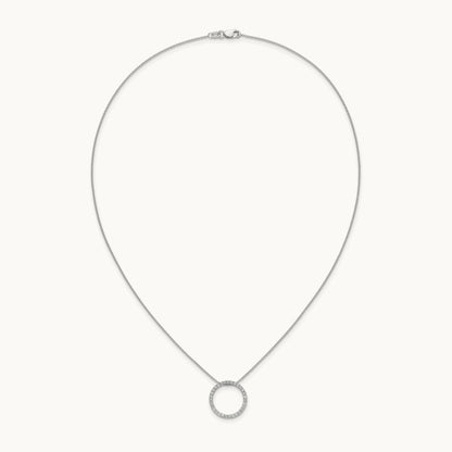 Diamond Circle 18 inch Necklace, 14K White Gold
