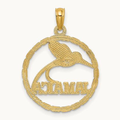 JAMAICA w/ Bird in Circle Charm, 14K