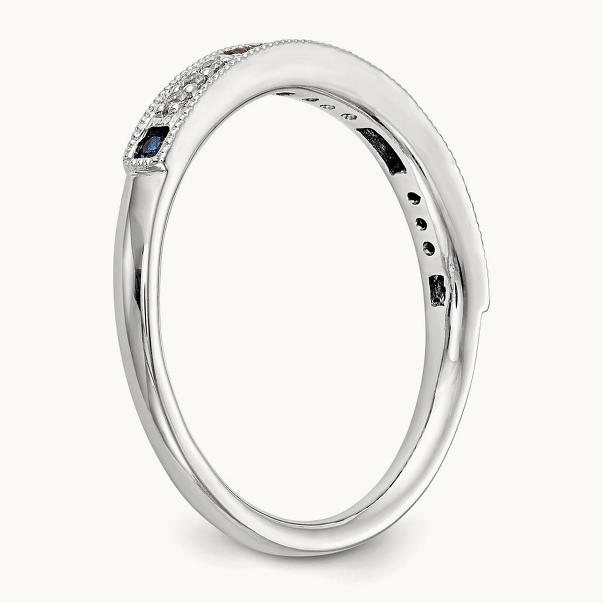 Diamond w/Sapphire Band, 14K White Gold