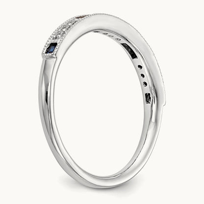 Diamond w/Sapphire Band, 14K White Gold