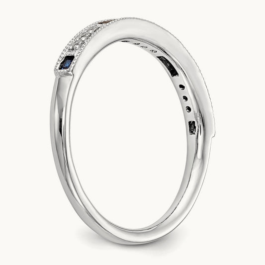 Diamond w/Sapphire Band, 14K White Gold