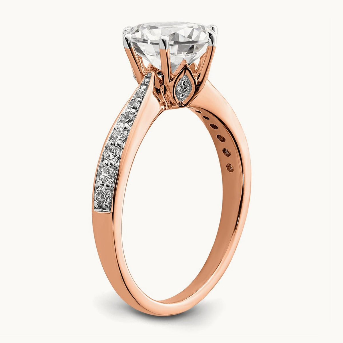 Oval Leaf Design Semi-Mount Ring — 2 ct, 7