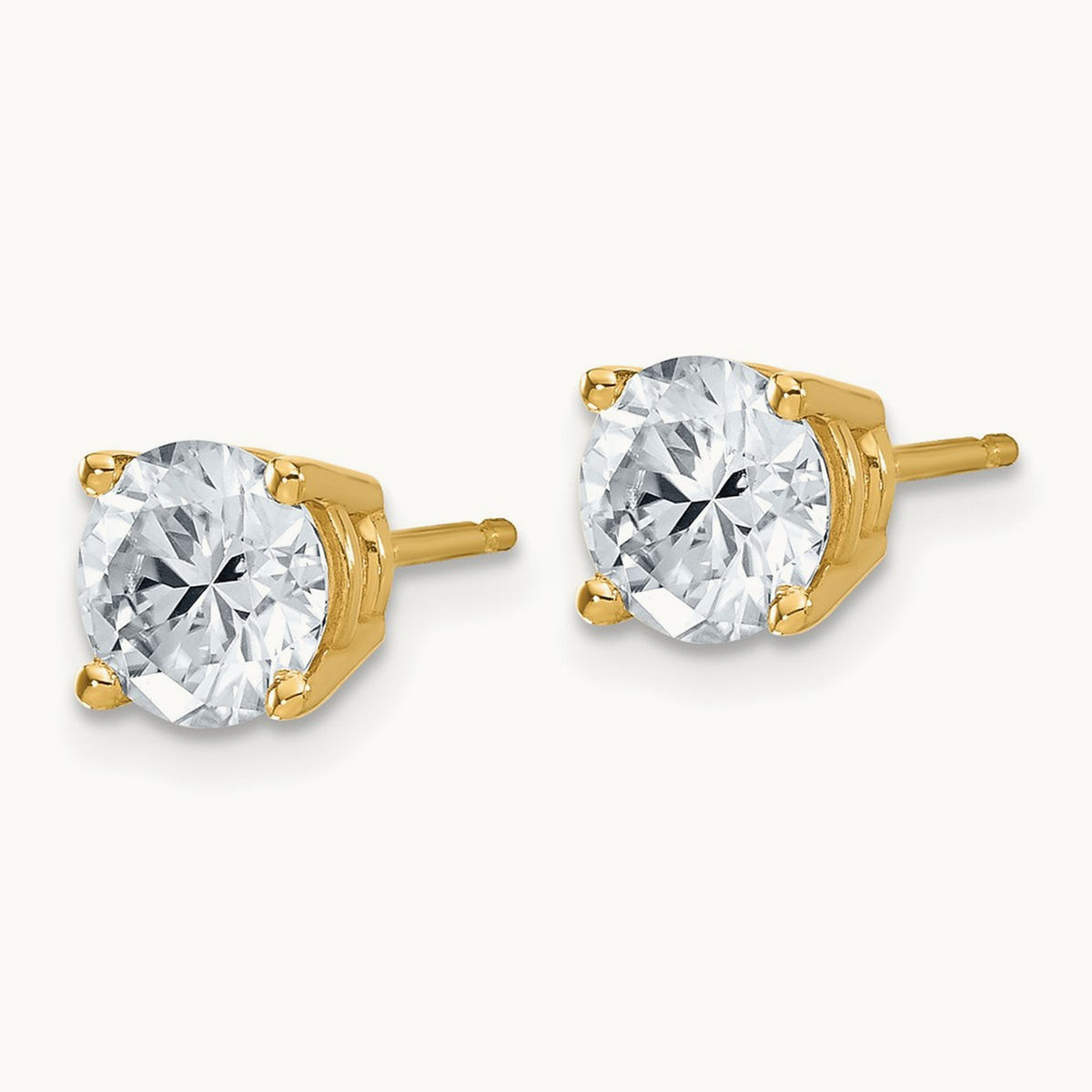 Round Angled Stud Earrings, 0.50-4.00 ct tw Lab-Grown Diamond — 2 ct, 14K Yellow Gold