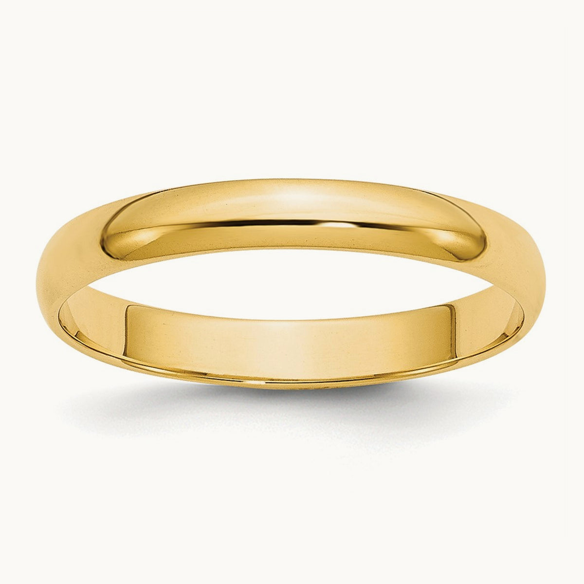 Lightweight Half Round Band, 3mm, 10K Yellow Gold