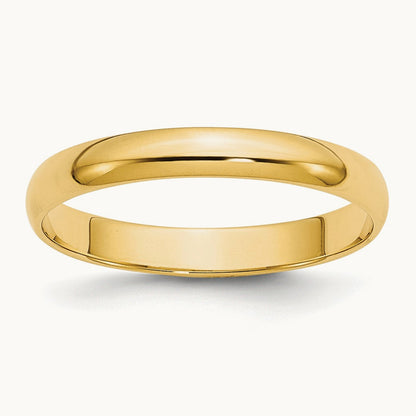 Lightweight Half Round Band, 3mm, 10K Yellow Gold