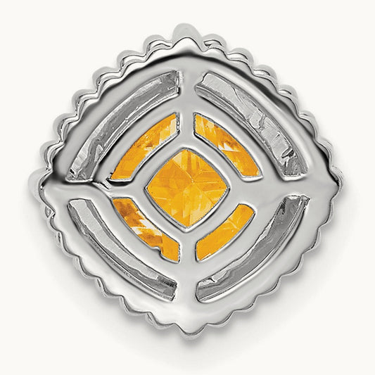 Cushion Citrine Chain Slide — 14K White Gold