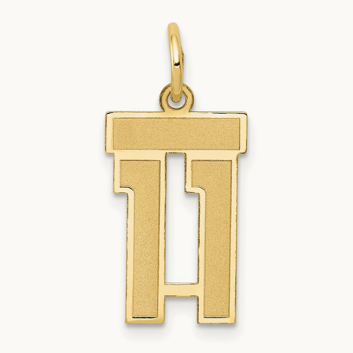Small Satin Number 11 Charm — 14K Yellow Gold