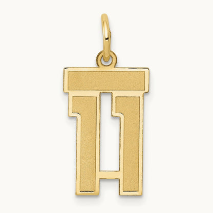 Small Satin Number 11 Charm — 14K Yellow Gold