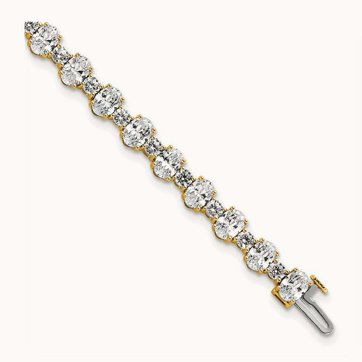 Oval/Round Tennis Bracelet, 11.00 ct tw Lab-Grown Diamond — 14K Yellow Gold