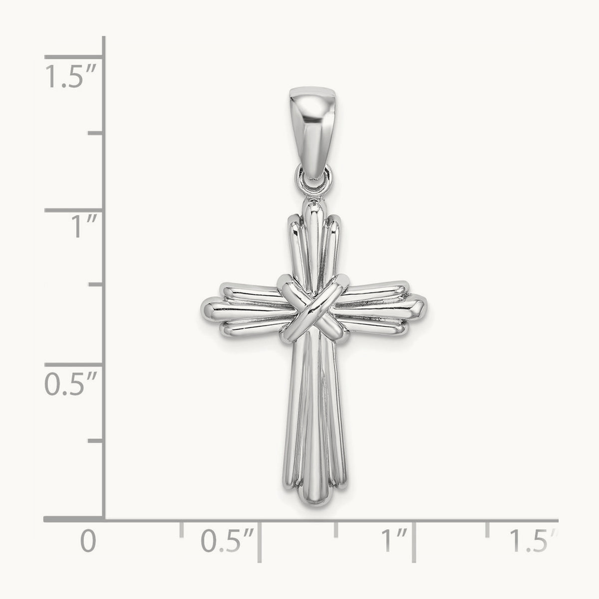 Polished Cross Charm, 14K White Gold
