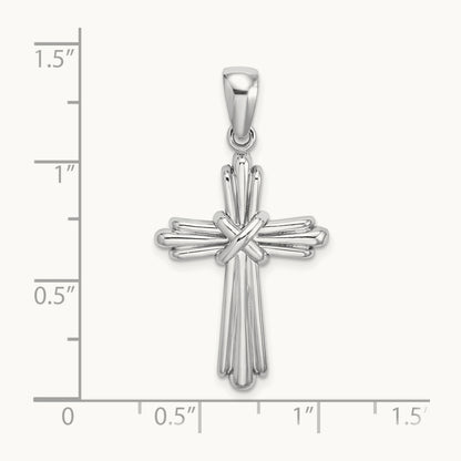 Polished Cross Charm, 14K White Gold