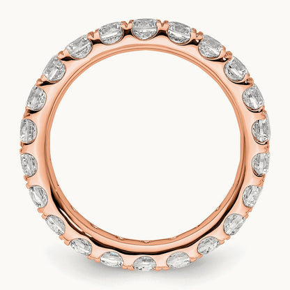 Polished U Shared Prong 2ct Diamond Eternity Band, 14K Gold in 14K Rose Gold