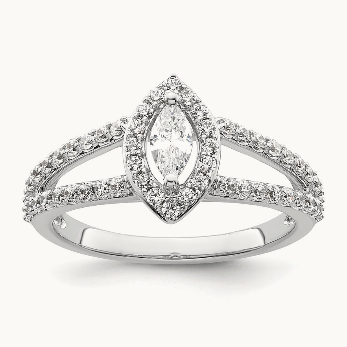 Marquise Semi-Mount Halo Engagement Ring, 0.50 ct tw