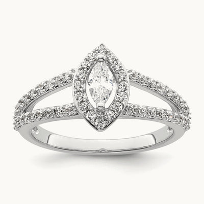 Marquise Semi-Mount Halo Engagement Ring, 0.50 ct tw