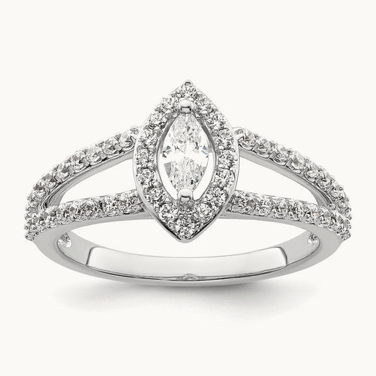 Marquise Semi-Mount Halo Engagement Ring, 0.50 ct tw