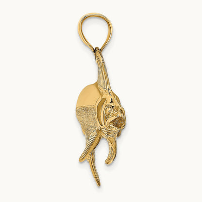 3-D Polished/Satin Swordfish Charm, 14K