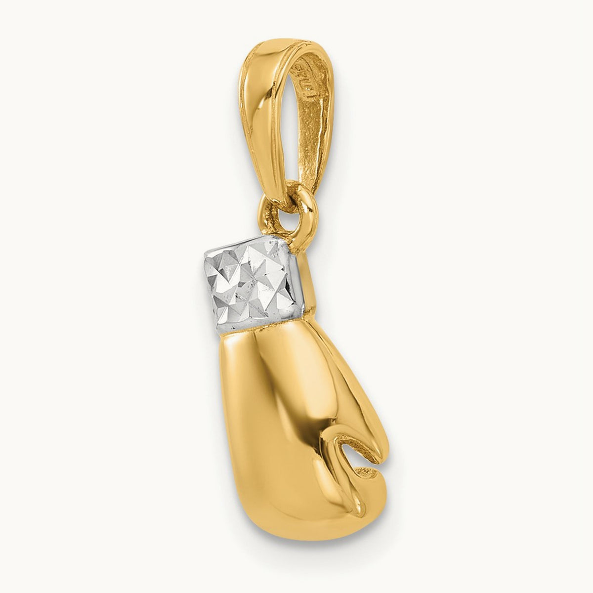 D/C Boxing Glove Pendant, 14K with White Rhodium