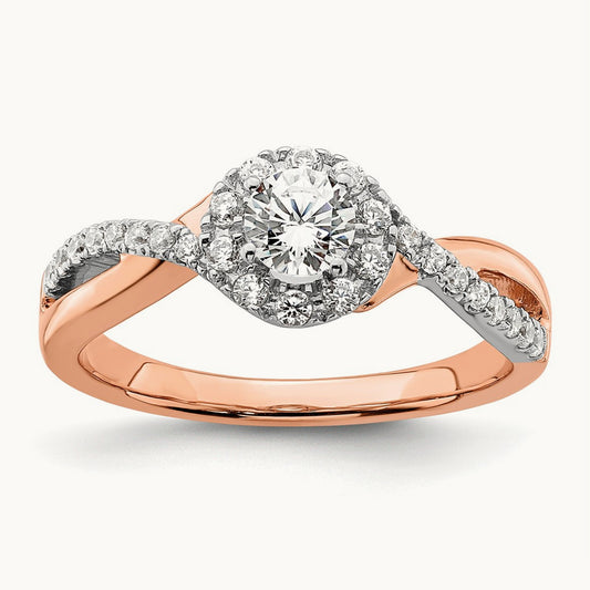 Round Fancy Halo Engagement Ring, 0.50 ct tw Lab-Grown Diamond