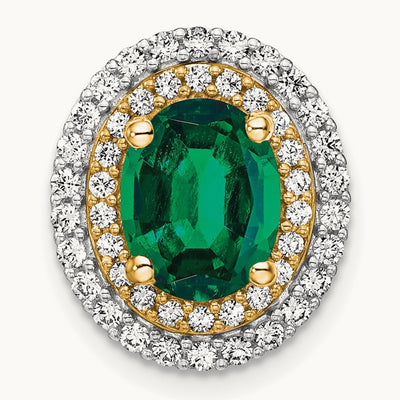 Created Emerald Chain Slide, 0.20 ct tw Lab-Grown Diamond