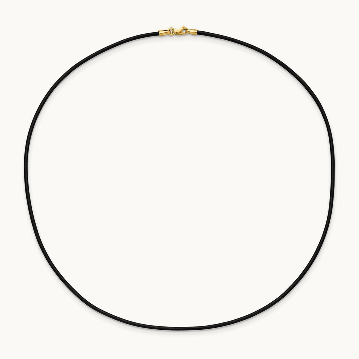 16in Black Leather Cord Necklace — 14K Yellow Gold, 1.5mm