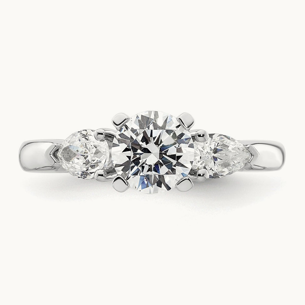 3-Stone Diamond Peg Set Semi-mount Engagement Ring, 14K White Gold