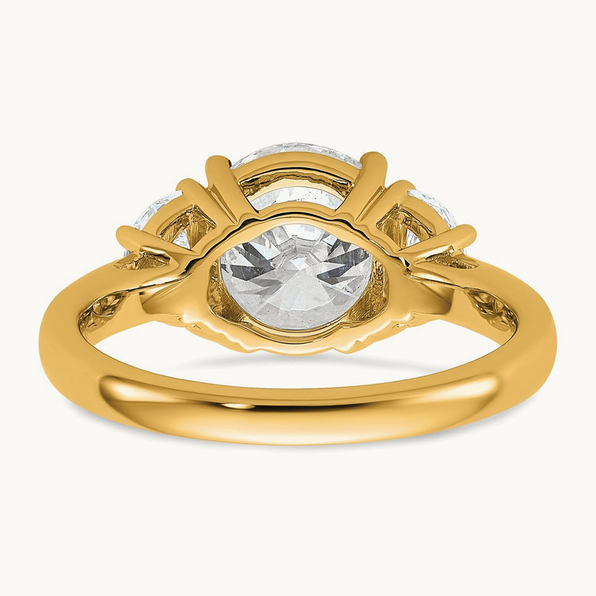 Round 3 Stone Engagement Ring, 1.25-4.00 ct tw Lab-Grown Diamond — 3 1/8 ct, 14K Yellow Gold