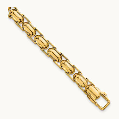 Polished Fancy Link Bracelet, 14K