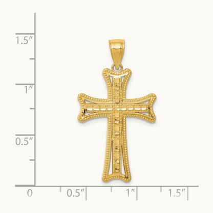 Diamond-cut Cross Pendant, 14K