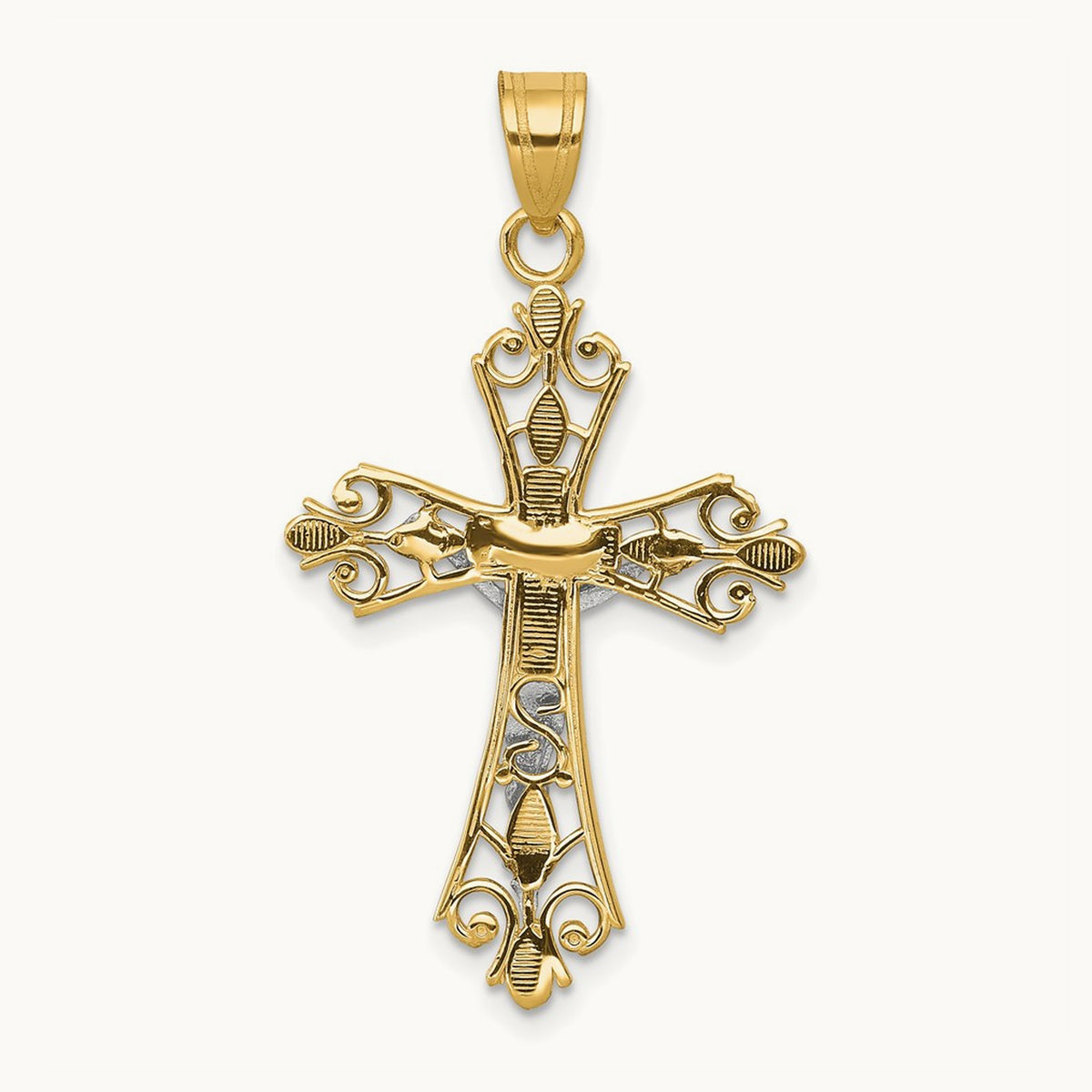 Crucifix Pendant, 14K Two-tone