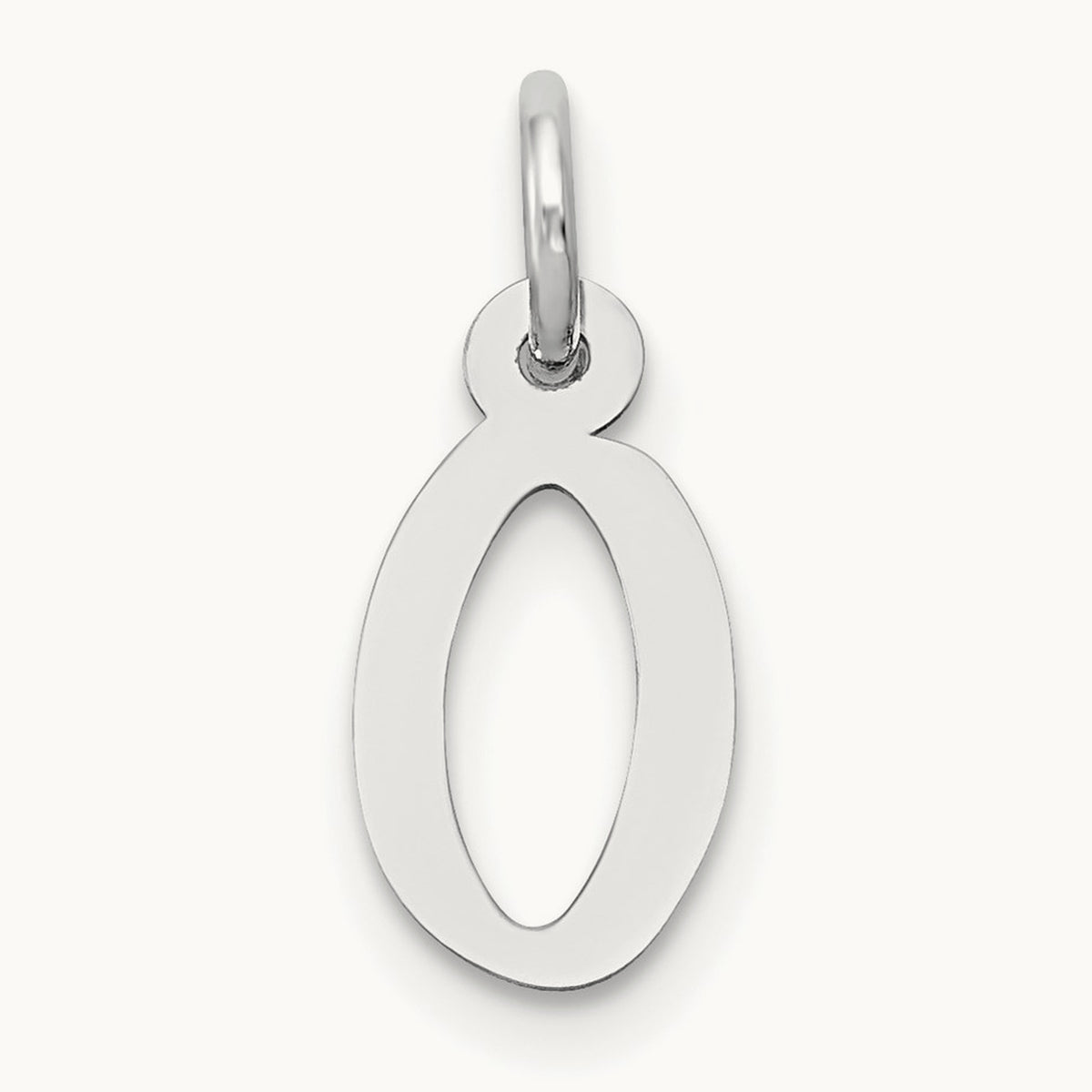 Small Slanted Block Initial Charm — 14K White Gold, O