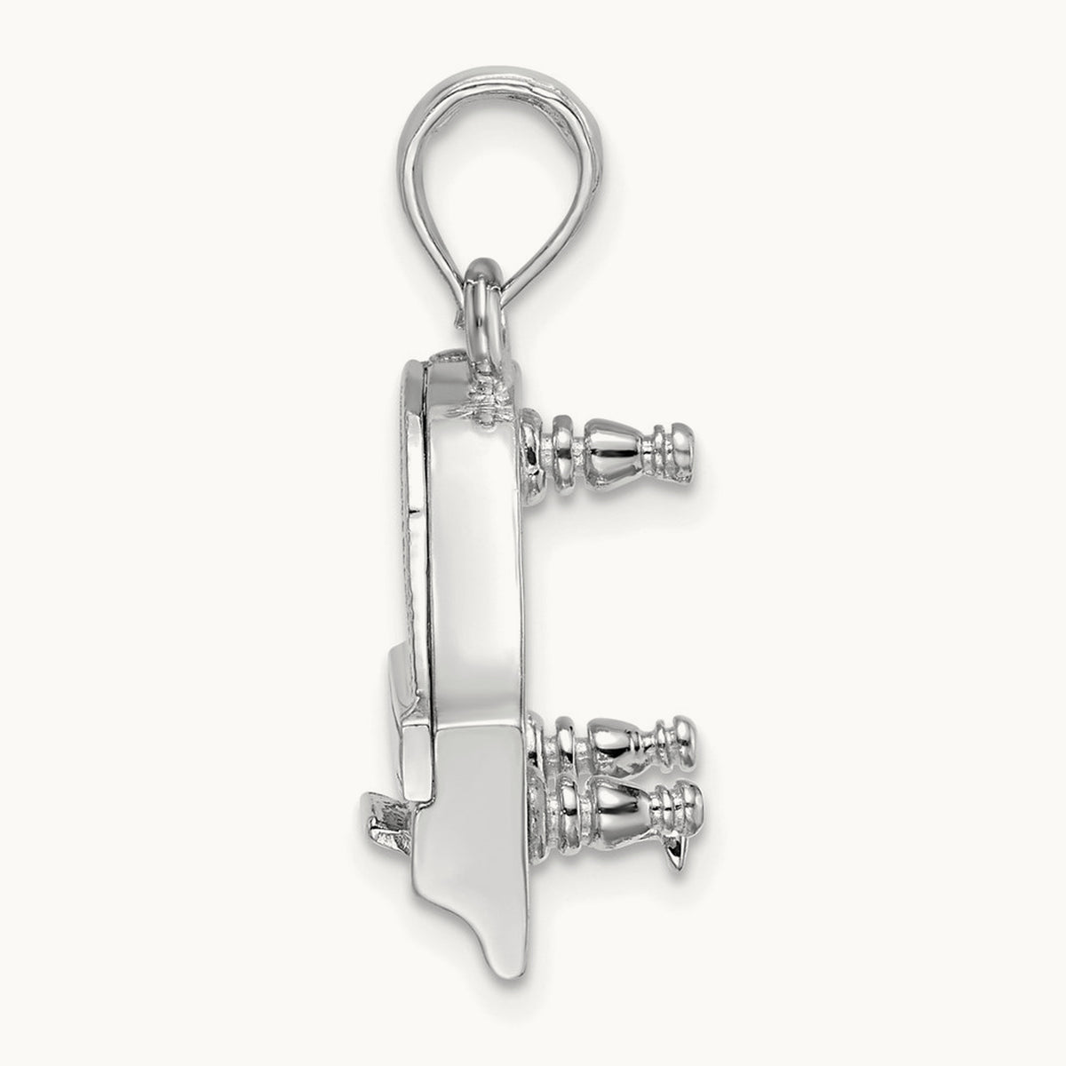 3-D Top Opens Grand Piano Charm — 14K White Gold