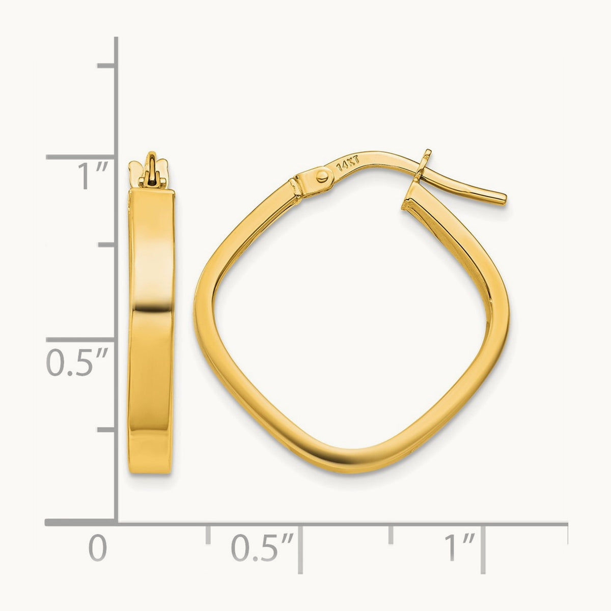 Flat Edge Square Hoop Earrings — 14K Yellow Gold