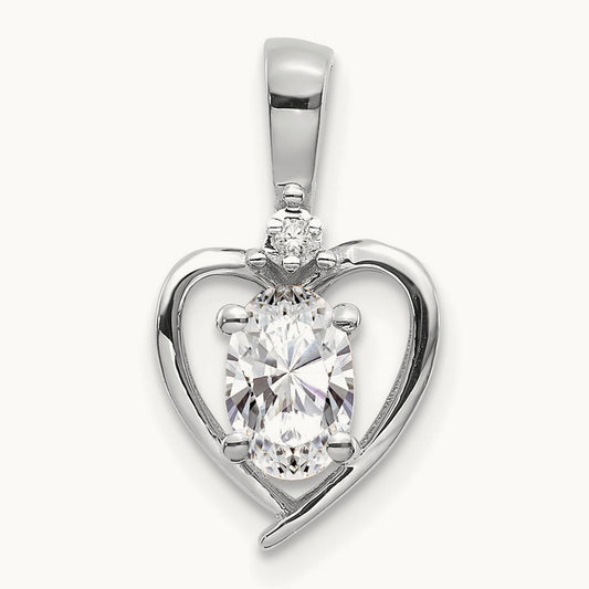 Topaz and Diamond Heart Pendant — 14K White Gold