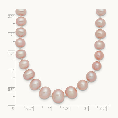 4- Purple Freshwater Cultured Pearl Graduated Necklace, 8mm, 14K
