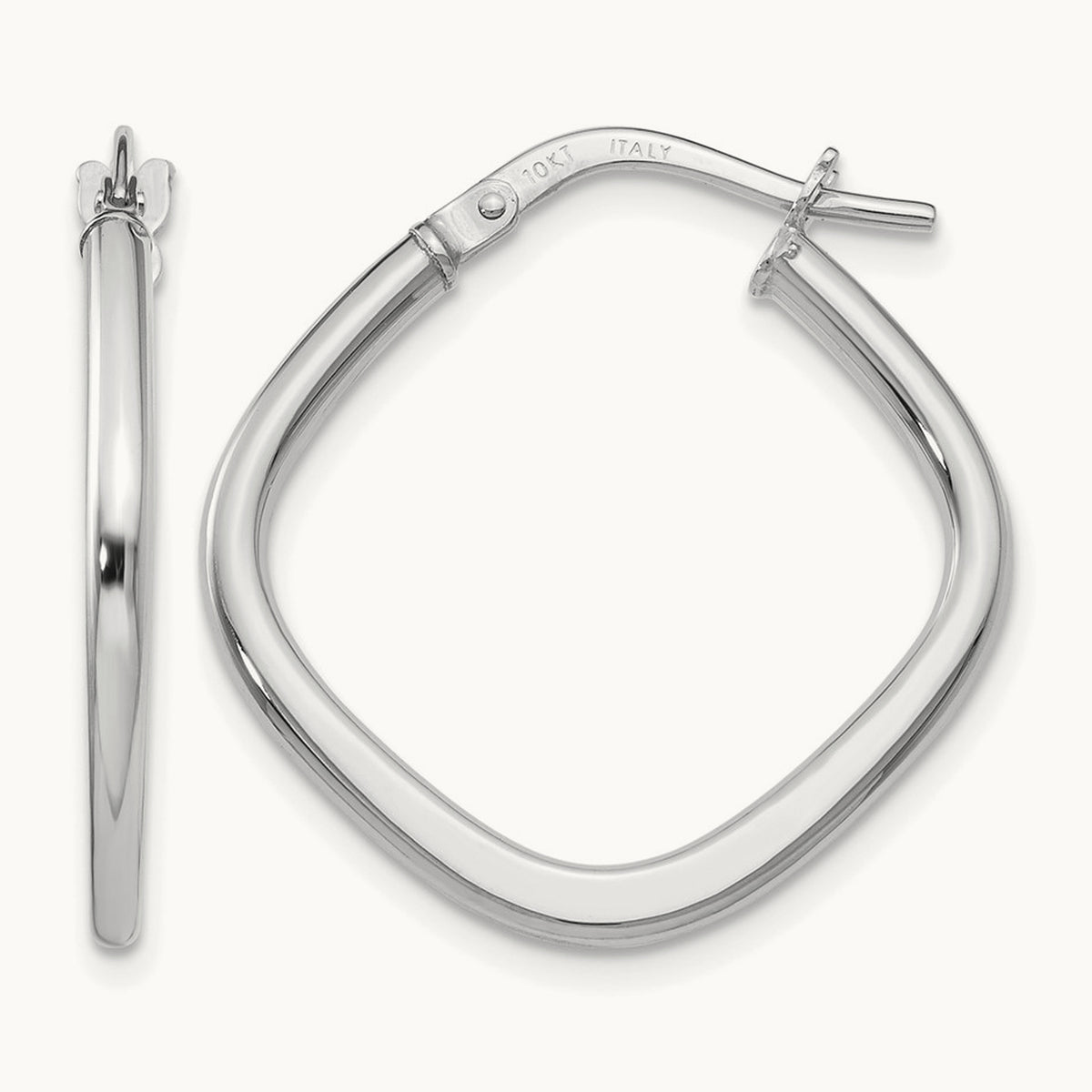 Polished Square Hoop Earrings — Leslie's — 10K White Gold
