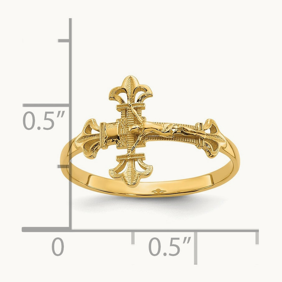 Diamond Cut Crucifix Ring, 14K