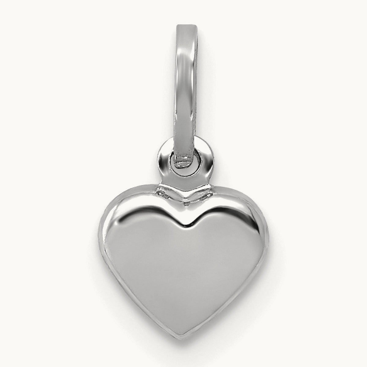 Polished 3-D Heart Charm — 14K White Gold