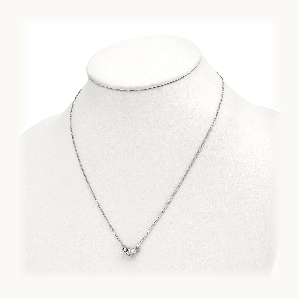 3 Stone Necklace, 0.75-1.50 ct tw Lab-Grown Diamond — 3/4 ct, 14K White Gold