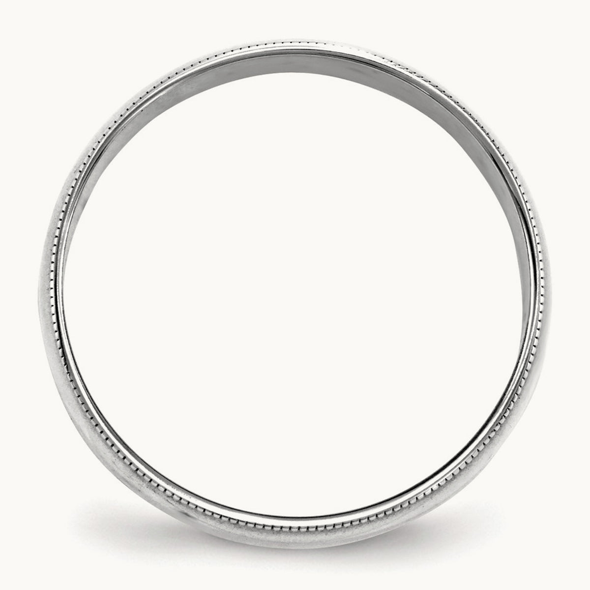 Lightweight Milgrain Half Round Band, 6mm, 10K White Gold