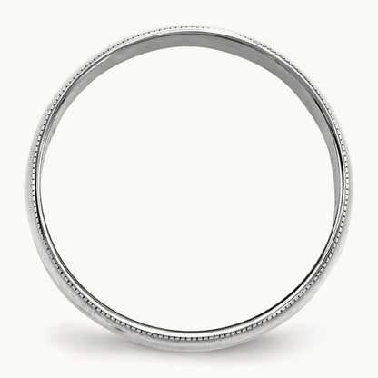 Lightweight Milgrain Half Round Band, 6mm, 10K White Gold