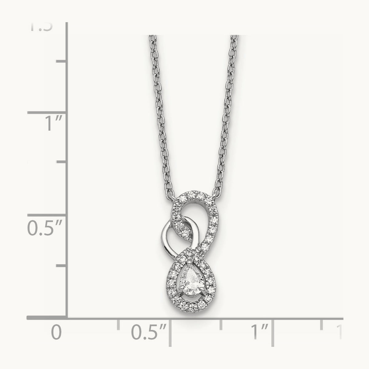 Polished Diamond Infinity Necklace, 14K White Gold
