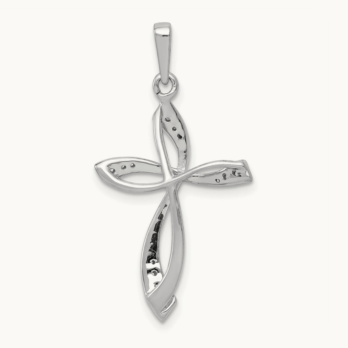 Cross Pendant, 0.07 ct tw Lab-Grown Diamond — 14K White Gold
