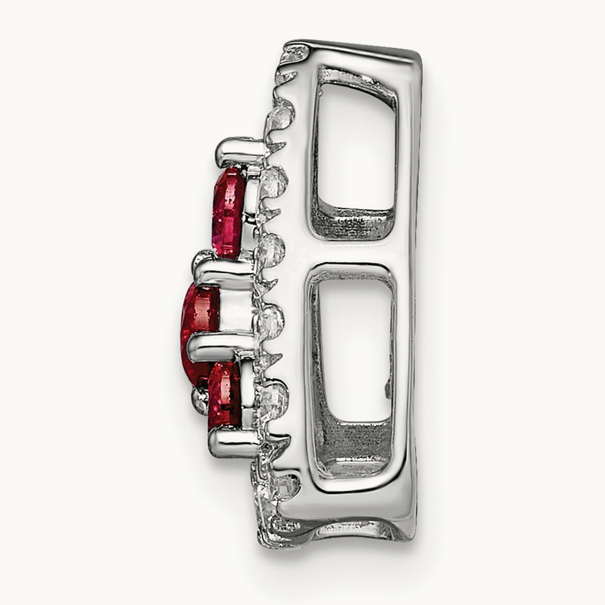 Created Ruby Chain Slide, 0.50 ct tw Lab-Grown Diamond — 14K White Gold